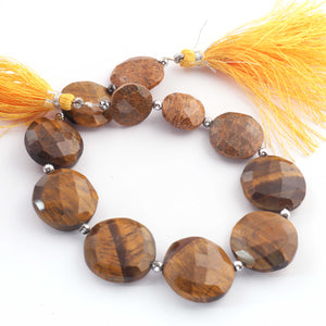 1  Strand Brown Tiger Eye Faceted Briolettes - Coin Shape Briolettes - 13mm - 20mm 9 Inches BR1659 - Tucson Beads