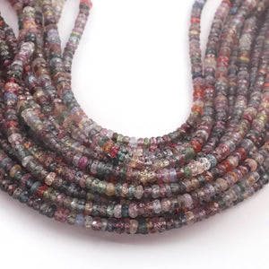 1 Long Strand Natural Multi Sapphire Faceted Rondelles  - Multi Colour Precious Beads - 3mm-17 Inches BR03244 - Tucson Beads