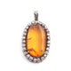 1 Pc Pave Diamond Amber Oval Pendant Over 925 Sterling Silver - Gemstone Pendant 36mmx21mm PD1899 - Tucson Beads