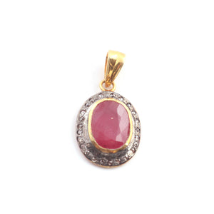 1 Pc Pave Diamond Pink Tourmaline Pendant Over 925 Sterling Vermeil -  Pendant 24mmx16mm PD1996 - Tucson Beads