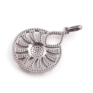 1 Pc Pave Diamond Round Designer Lamp Pendant -925 Sterling Silver -Necklace Pendant 41mmx29mm PD1508 - Tucson Beads