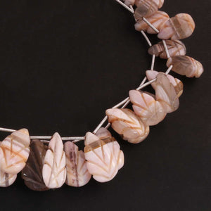 1  Strand Pink Opal Carving Pear Shape  Smooth Briolettes   - 11mmX8mm-19mmX13mm - 9  Inches BR03267 - Tucson Beads