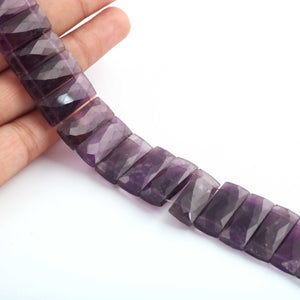 1 Strand Amethyst Fancy Chicklet shape Beads - Amethyst Faceted Rectangle Beads 21mmx9mm 8 Inches BR2228 - Tucson Beads