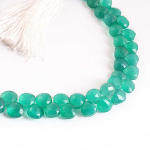 1  Strand Green Onyx Faceted Briolettes - Heart  Shape , Jewelry Making Supplies - 7mmx7mm -8mmx8mm , 9 Inches BR2190 - Tucson Beads