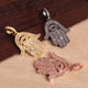 1 Pc Pave Diamond Hamsa With Evil Eye Pendant - 925 Sterling Silver - Hamsa Pendant 25mmx21mm PDC0369 - Tucson Beads