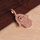 1 Pc Pave Diamond Hamsa With Evil Eye Pendant - 925 Sterling Silver - Hamsa Pendant 25mmx21mm PDC0369 - Tucson Beads