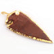 1 Pc Brown Jasper Arrowhead  24k Gold  Plated Pendant -  Electroplated With Gold Edge 3.5 Inches (You Choose) AR178 - Tucson Beads