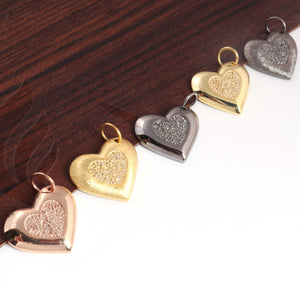 1 Pc Pave Diamond Heart Charm Pendant, 925 Sterling Silver, Rose & Yellow Gold Vermeil Heart Pendant Pave Diamond Jewelry 24mmx20mm You Choose PDC00368 - Tucson Beads