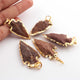 5 pcs Brown Jasper Arrowhead  24k Gold  Plated Pendant -  Electroplated With Gold Edge 1.5 Inches AR029 - Tucson Beads