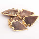5  Pcs Shaded Brown Jasper Arrowhead  24k Gold  Plated Pendant -  Electroplated With Gold Edge 1.5 Inches - AR093 - Tucson Beads