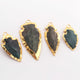 4 Pcs  Green Jasper Arrowhead  24k Gold  Plated  Pendant -  Electroplated With Gold Edge 1-2.5 Inches - AR015 - Tucson Beads