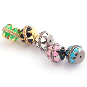 1 Pc Pave Diamond Multi Color Bakelite Beads - Diamond Enamel Bead- 13mmx10mm PDC00481 - Tucson Beads