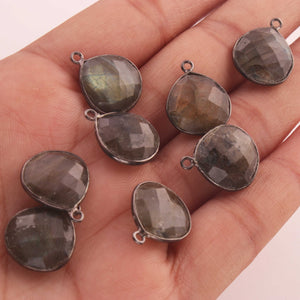 8 Pcs Labradorite Faceted Heart Shape Single Bail Pendant 925 Sterling Oxidized Silver 18mmx15mm SS929 - Tucson Beads