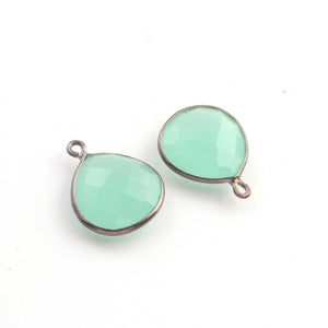 5 Pcs Aqua Chalcedony Oxidized  Sterling Silver Gemstone Faceted Heart Shape Pendant5 Pcs Green Chalcedony 925 Sterling Silver Faceted Marquise Shape Pendant / Connector Gemstone 19mmx15mm   SS203 - Tucson Beads