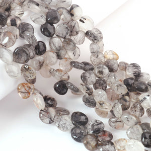 1  Strand Black Rutile  Smooth Briolettes - Heart Shape  Briolettes - 16mmx11mm-- 9.5 Inches BR03363 - Tucson Beads