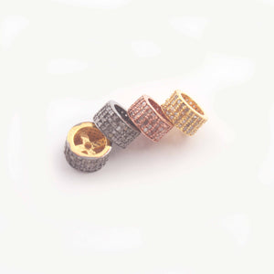 1 Pc Pave Diamond Four Line Rondelles Beads - 925 Sterling Silver, Vermeil, Rose & Yellow Gold Vermeil,  Spacer Beads- 8mm PDC500 - Tucson Beads
