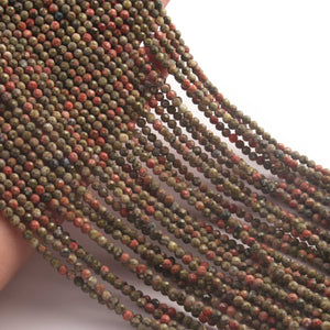 1 Strand Unakite 3mm Gemstone Balls, Semiprecious beads 12.5 Inches Long- Faceted Gemstone Jewelry RB0033 - Tucson Beads