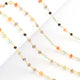 5 Feet Multi Stone Beaded Chain - Mix Stone Beads Wire Wrapped 24k Gold Plated Rosary Style Chain 3mm-4mm BDG122 - Tucson Beads