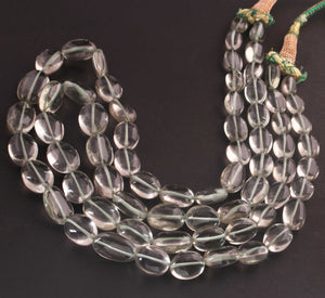 375 Carats 2 Strands Of Genuine Green Amethyst Necklace - Smooth Oval Beads - Rare & Natural Necklace - Stunning Elegant Necklace SPB0264 - Tucson Beads