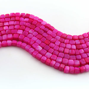 1 Strand Hot Pink Opal Smooth Cube Briolettes - Box Shape Gemstone Beads 7mm-9mm- 8 Inches BR03377 - Tucson Beads