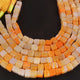 1 Strand Light Orange Opal Smooth Cube Briolettes - Box Shape Gemstone Beads 7mm-9mm- 8 Inches BR03388 - Tucson Beads