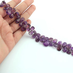 1 Strand Amethyst Faceted Briolettes - Pear Shape Briolettes - 10mmx8mm-20mmx11mm - 8.5 Inches BR02101 - Tucson Beads