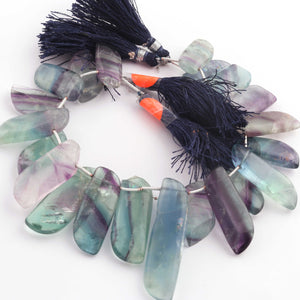 1 Strand  Multi Flourite Smooth Fancy Briolettes- Fancy Beads 23mmx12mm-41mmx13mm 9 Inches BR01459 - Tucson Beads