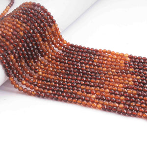 5 Strands Shaded Hessonite Gemstone Balls, Semiprecious beads 13 Inches Long- Faceted Gemstone  3mm Jewelry RB0290 - Tucson Beads