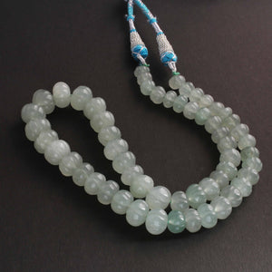 320 Carats 1 Strand Genuine Aquamarine Carved Watermelon Beads, Pumpkin Beads Necklace - Kharbuja Shape Beads - Jewelry DIY Necklace SPB0205 - Tucson Beads