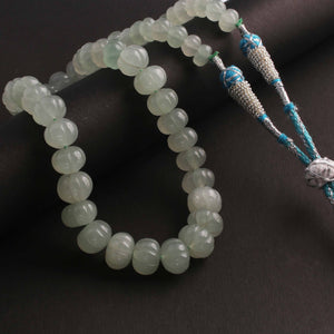 320 Carats 1 Strand Genuine Aquamarine Carved Watermelon Beads, Pumpkin Beads Necklace - Kharbuja Shape Beads - Jewelry DIY Necklace SPB0205 - Tucson Beads