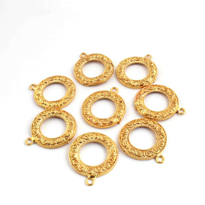 10 Pcs Beautiful Gold  Designer Round  Charm Pendant- 24k Matte Gold Plated Round Pendant - 31mmx26mm GPC1384 - Tucson Beads