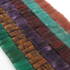 1 Strand Green Aventurine Fancy Chicklet shape Beads - Green Aventurine  Faceted Rectangle Beads 21mmx9mm 7.5 Inches BR2302 - Tucson Beads