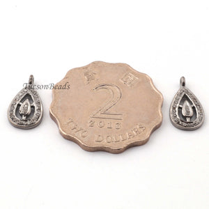 1 Pc Pave Diamond Antique Pear Shape Charm Pendant -925 Sterling Silver  15mmX8mm PDC1313 - Tucson Beads
