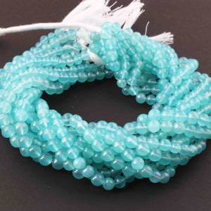 1 Strand Aqua Chalcedony  , Best Quality  , Smooth Round Balls - Smooth Balls Beads - 6mm-7mm - 14 Inches BR01119 - Tucson Beads