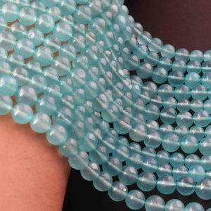 1 Strand Aqua Chalcedony  , Best Quality  , Smooth Round Balls - Smooth Balls Beads - 6mm-7mm - 14 Inches BR01119 - Tucson Beads