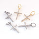 1 Pc Pave Diamond Cross Charm 925 Sterling Silver / Vermeil Pendant - Diamond Cross Pendant 20mmx10mm PDC406 - Tucson Beads