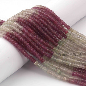 1 Long Strand Shaded White & Pink Sapphire  Faceted Rondelles -Round Shape  Rondelles 4mm-14 Inches BR0253 - Tucson Beads