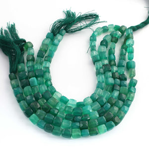 1  Strand Shaded Green Onyx Faceted  Briolettes - Cube Shape  Briolettes - 6mm-7mm - 8 Inches BR02616 - Tucson Beads