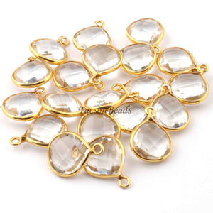 5  Pcs Birth Stone Faceted 925 Sterling Vermeil Heart Shape Pendant , Birthstone Colors Add- On Charm As Pendant 13mmx11mm  SS0001 - Tucson Beads