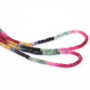 610  Carats 7 Strands Of Genuine Multi Sapphire Necklace - Faceted Rondelle Beads - Rare & Natural Multi Sapphire Necklace - Stunning Elegant Necklace BRU020 - Tucson Beads