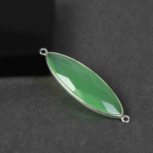 6 Pcs Green Chalcedony Faceted 925 Sterling Silver Marquise  Shape Double & Single  Bail Connector & Pendant 41mmx13mm- SS501 - Tucson Beads