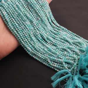5 Strands Amazonite Gemstone Balls, Semiprecious beads Faceted Gemstone Jewelry 3mm -4mm-13 Inches -  RB0015 - Tucson Beads