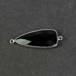 5 Pcs Black Onyx Faceted 925 Sterling Silver Dagger Shape Double Bail Connector 34mmx13mm- SS131 - Tucson Beads