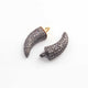1 Pc Pave Diamond Horn Charm Pendant - 925 Sterling Silver/ Vermeil - Horn Pendant 20mmx7mm PDC107 - Tucson Beads