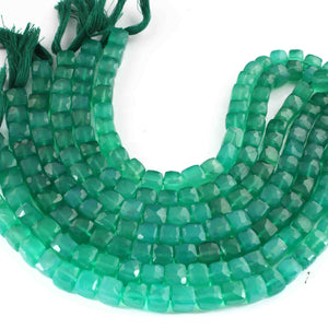 1  Strand Green Onyx Faceted   Briolettes -Cube Shape  Briolettes -8mm-7mm-8 Inches BR01955 - Tucson Beads