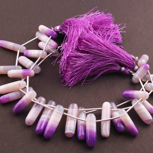1 Long Strand Shaded Purple Chalcedony Smooth Briolettes -Fancy Shape  Briolettes - 15mmx7mm- 26mmx7mm - 8 Inches BR01361 - Tucson Beads
