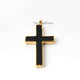 1 Pc Black Jasper Cross 24k Gold  Plated Single Bail Pendant - Electroplated With Gold Edge 40mmx4mm-AR012 - Tucson Beads