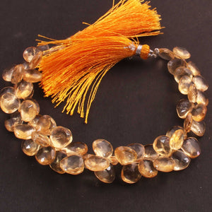 1  Strand Citrine Faceted Briolettes -Pear Shape Briolettes  7mmx6mm-12mmx8mm 7.5 Inches BR02718 - Tucson Beads
