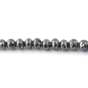 213 Ct 1 Long Strand Black Diamond 1mm Large Big Hole Rondelles Genuine Diamond Beads 17.5 Inch Long BDU002 - Tucson Beads