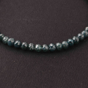 30.5 Ct 1 Long Strand Blue Diamond  1mm Large Big Hole Rondelles  Genuine Diamond Beads 8 Inch Long BDU009 - Tucson Beads